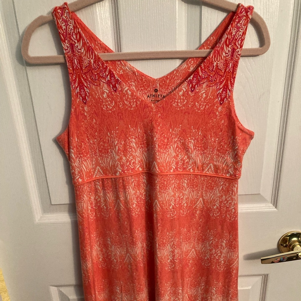 Orange Athleta dress.